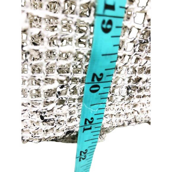 Nina Leonard Oatmeal Button Knit Mesh Cardigan 3/4 Sleeve Sweater Size L - Picture 6 of 6